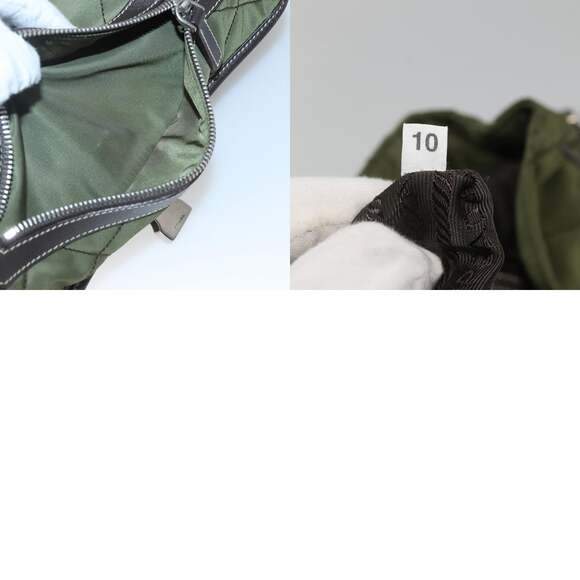PRADA Shoulder Bag Nylon Khaki Silver - Picture 13 of 13